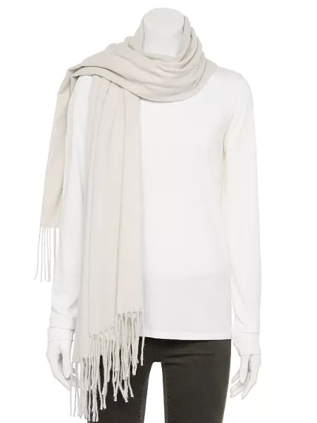 Beige Solid Oblong Scarf